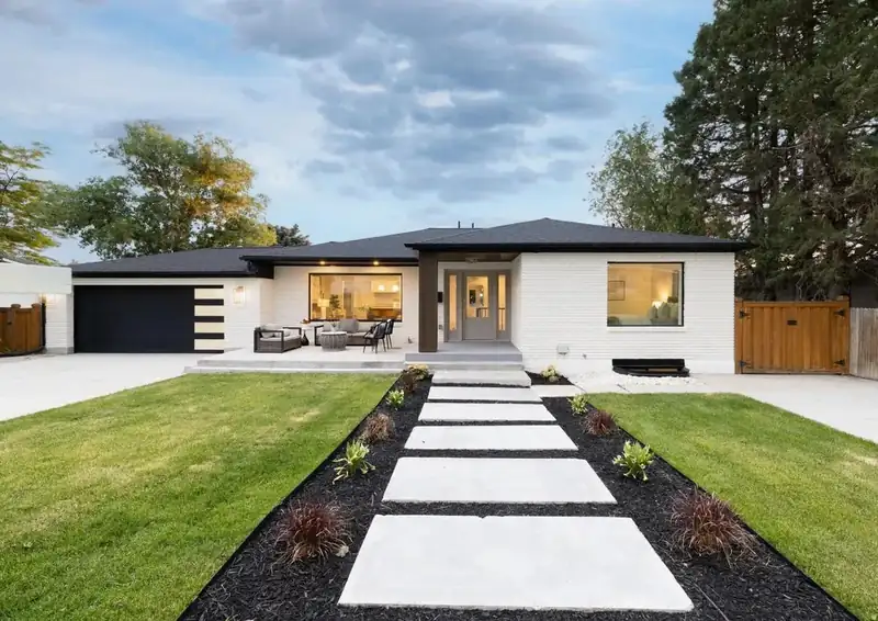 Completed residential property with landscaped garden
